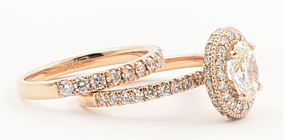 Oval Shape Bridal Set with Double Halo